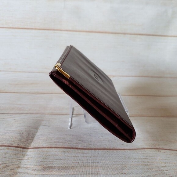 Cartier Paris Leather Bifold Long Checkbook Wallet Luxury Burgundy Designer - Picture 3 of 14